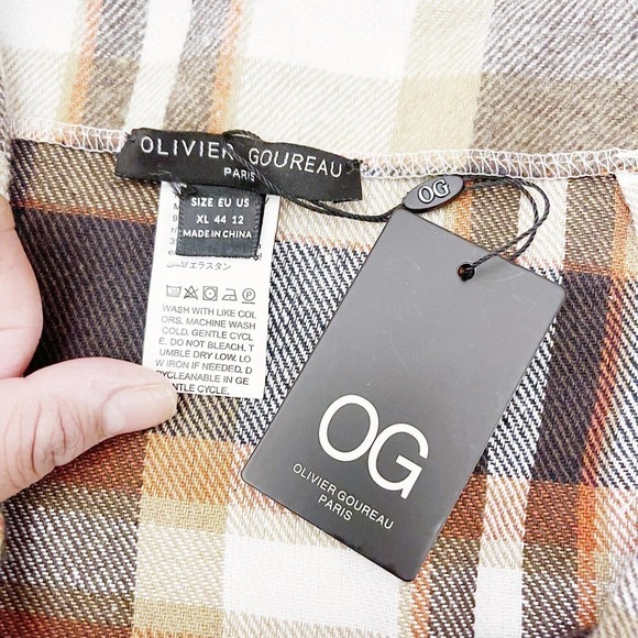 Olivier Goureau Plaid Tartan Skirt Paris NWT SZ US 12 - Picture 3 of 6